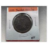 1852 LARGE CENT WITH BRAIDED HAIR