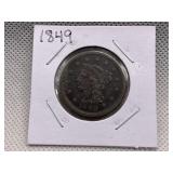 1849 LARGE CENT WITH BRAIDED HAIR