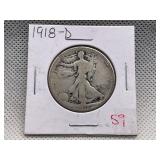 1918-D WALKING LIBERTY HALF DOLLAR