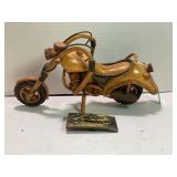 BRASS CHOPPER MOTORCYCLE BELT BUCKLE & WOOD BIKE