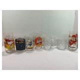 LOT OF VINTAGE CHARACTER GLASSES - PAC-MAN, DONALD