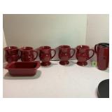 LONGABERGER WOVEN TRADITIONS PAPRIKA SET OF 5 MUGS