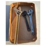 LOT OF 3 ADJUSTABLE WRENCHES - S-K & CRESCENT