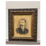 ORNATE FRAMED ANTIQUE CHARCOAL PORTRAIT FROM LATE