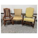 2 UPHOLSTERED ROCKING CHAIRS & CHAIR