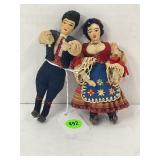 PAIR OF 5" HANDMADE FOLK ART CLOTH DOLLS WITH