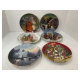 LOT OF 6 AVON CHRISTMAS PLATES TRIMMED IN 22K GOLD