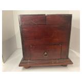 ANTIQUE WOODEN STATIONERY BOX OR LETTER HOLDER