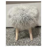 FLUFFY FAUX FUR 4 LEGGED FOOTSTOOL - 17" TALL - 17