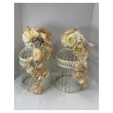 PAIR OF DECORATIVE WHITE METAL BIRD CAGE CENTER-