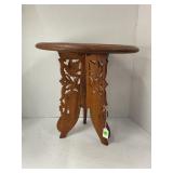 VINTAGE HAND-CARVED FOLDING WOODEN TEA TABLE