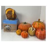 LOT OF FALL DECORATIONS - TURKEY & PUMPKINS