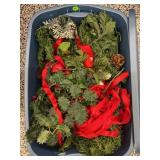 SMALL TOTE OF HOLIDAY DECORATIONS
