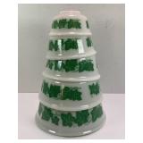 HAZEL ATLAS 5 PC NESTING MILK GLASS BOWL SET WITH
