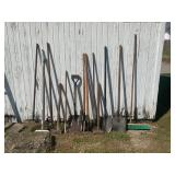LARGE SELECTION OF HAND TOOLS - SHOVELS, SLEDGE