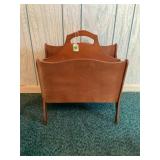 ANTIQUE WOOD MAGAZINE RACK WITH HANDLE