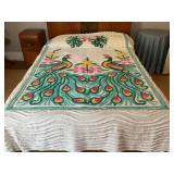 VINTAGE PEACOCK  CHENILLE BEDSPREAD