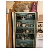 METAL KITCHEN STORAGE CABINET WITH CONTENTS -