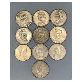 LOT OF 10 PRESIDENTIAL DOLLAR COINS