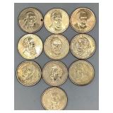 LOT OF 10 PRESIDENTIAL DOLLAR COINS