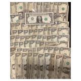 LOT OF 83 ONE DOLLAR FEDERAL RESERVE NOTES -