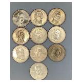 LOT OF 10 PRESIDENTIAL DOLLAR COINS