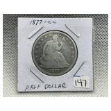 1877 CC SEATED LIBERTY HALF DOLLAR