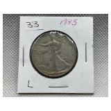1945 WALKING LIBERTY HALF DOLLAR