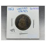 1853 SEATED LIBERTY QUARTER - ARROWS & RAYS