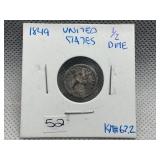 1849 SEATED LIBERTY HALF DIME