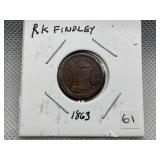 1863 R.K. FINDLEY DRUGS & MEDICINE GROCER