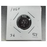 1868 NICKEL THREE CENT PIECE