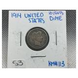 1914 BARBER DIME