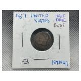 1837 BUST HALF DIME