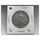 1934 S WALKING LIBERTY HALF DOLLAR