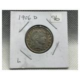 1906 D BARBER QUARTER