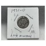 1931 D MERCURY DIME