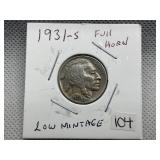 1931-S BUFFALO NICKEL - FULL HORN