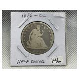 1876 CC SEATED LIBERTY HALF DOLLAR