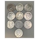 LOT OF 10 EISENHOWER DOLLARS