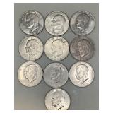 LOT OF 10 EISENHOWER DOLLARS
