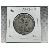1936 D WALKING LIBERTY HALF DOLLAR