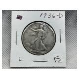 1936 D WALKING LIBERTY HALF DOLLAR