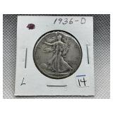 1936 D WALKING LIBERTY HALF DOLLAR