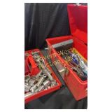 Plastic toolbox filled with tools