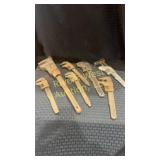Assortment of vintage pipe wrenches ranging sizes