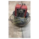 Wore bucket, tin bucket, and vintage electric