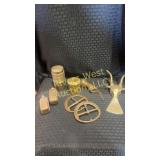 Assortment of antique brass items