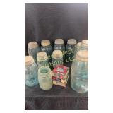 Antique Blue Ball glass canning jars