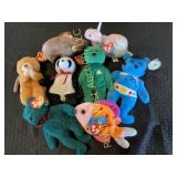 8 Collectible Beanie Babies and 1 Celebrity Bear